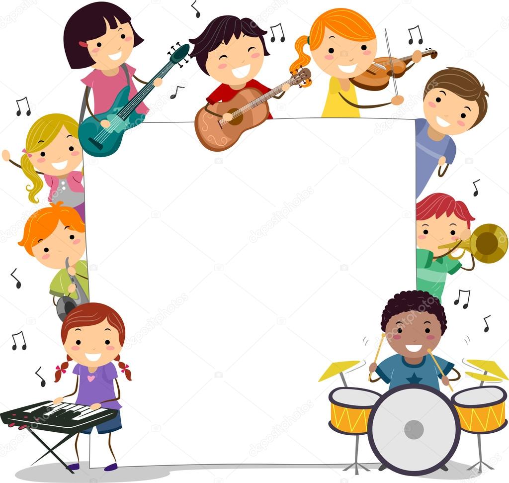 Bambini che suonano strumenti musicali.